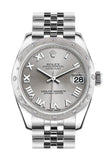 Rolex Datejust 31 Silver Roman Dial Dome set with Diamonds Bezel Jubilee Ladies Watch 178344