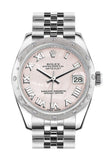 Rolex Datejust 31 Pink Mother of Pearl Roman Dial Dome set with Diamonds Bezel Jubilee Ladies Watch 178344