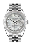 Rolex Datejust 31 White Mother of Pearl Roman Dial Dome set with Diamonds Bezel Jubilee Ladies Watch 178344