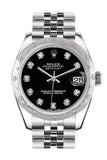 Rolex Datejust 31 Black Diamond Dial Dome set with Diamonds Bezel Jubilee Ladies Watch 178344