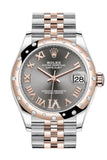 Rolex Datejust 31 Rhodium Large VI Diamonds Dial Diamond Bezel Jubilee Rose Gold Two Tone Watch 278341RBR 278341