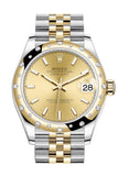 Rolex Datejust 31 Champagne Dial Diamond Bezel Jubilee Yellow Gold Two Tone Watch 278343RBR 278343 NP