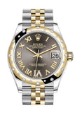 Rolex Datejust 31 Dark Grey Large VI diamonds Dial Diamond Bezel Jubilee Yellow Gold Two Tone Watch 278343RBR 278343 NP