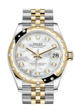 Rolex Datejust 31 White mother-of-pearl diamonds Dial Diamond Bezel Jubilee Yellow Gold Two Tone Watch 278341RBR 278343