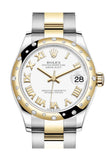 Rolex Datejust 31 White Roman Dial Diamond Bezel Rose Gold Two Tone Watch 278343Rbr 278343