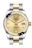 Rolex Datejust 31 Champagne Diamonds Dial Diamond Bezel Yellow Gold Two Tone Watch 278343RBR 278343 NP
