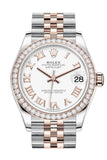 Rolex Datejust 31 White Dial Diamond Bezel Rose Gold Two Tone Jubilee Watch 278381RBR 278381