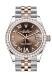 Rolex Datejust 31 Chocolate Vi Diamonds Dial Diamond Bezel Rose Gold Two Tone Jubilee Watch