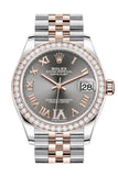 Rolex Datejust 31 Rhodium VI Diamonds Dial Diamond Bezel Rose Gold Two Tone Jubilee Watch 278381RBR 278381