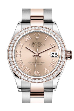 Rolex Datejust 31 Rosé Roman Dial Diamond Bezel Rose Gold Two Tone Watch 278381Rbr 278381