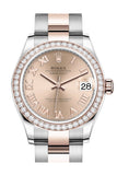 Rolex Datejust 31 Rosé Roman Dial Diamond Bezel Rose Gold Two Tone Watch 278381RBR 278381