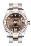 Rolex Datejust 31 Chocolate VI Diamonds Dial Diamond Bezel Rose Gold Two Tone Watch 278381RBR 278381