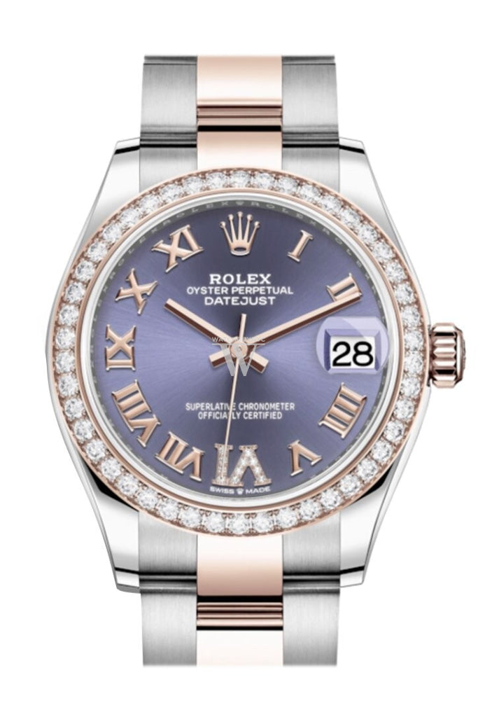 Rolex Datejust 31 Aubergine Vi Diamonds Dial Diamond Bezel Rose Gold Two Tone Watch 278381Rbr 278381