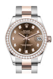 Rolex Datejust 31 Chocolate Diamonds Dial Diamond Bezel Rose Gold Two Tone Watch 278381Rbr 278381