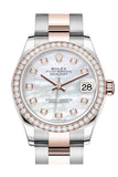 Rolex Datejust 31 White Mother-Of-Pearl Diamonds Dial Diamond Bezel Rose Gold Two Tone Watch