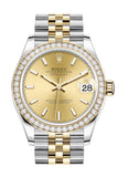 Rolex Datejust 31 Champagne Dial Diamond Bezel Yellow Gold Two Tone Jubilee Watch 278383Rbr 278383