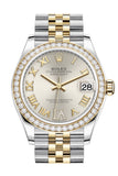 Rolex Datejust 31 Silver VI Diamonds Dial Diamond Bezel Yellow Gold Two Tone Jubilee Watch 278383RBR 278383