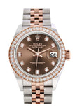 Rolex Datejust 28 Chocolate Diamonds Dial White Roman Dial Diamond Bezel Rose Gold Two Tone Watch 279381RBR 279381