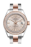 Rolex Datejust 28 Sundust Dial Diamond Bezel Rose Gold Two Tone Watch 279381Rbr 279381