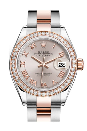 Rolex Datejust 28 Sundust Roman Dial Diamond Bezel Rose Gold Two Tone Watch 279381Rbr 279381
