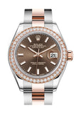Rolex Datejust 28 Chocolate Dial Diamond Bezel Rose Gold Two Tone Watch 279381RBR 279381