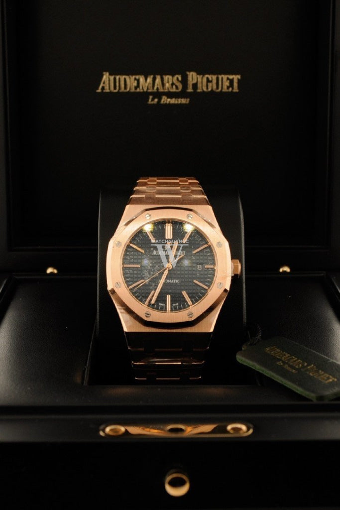 Audemars Piguet Royal Oak Selfwinding Automatic Blue Dial 18Kt Pink Gold Mens Watch