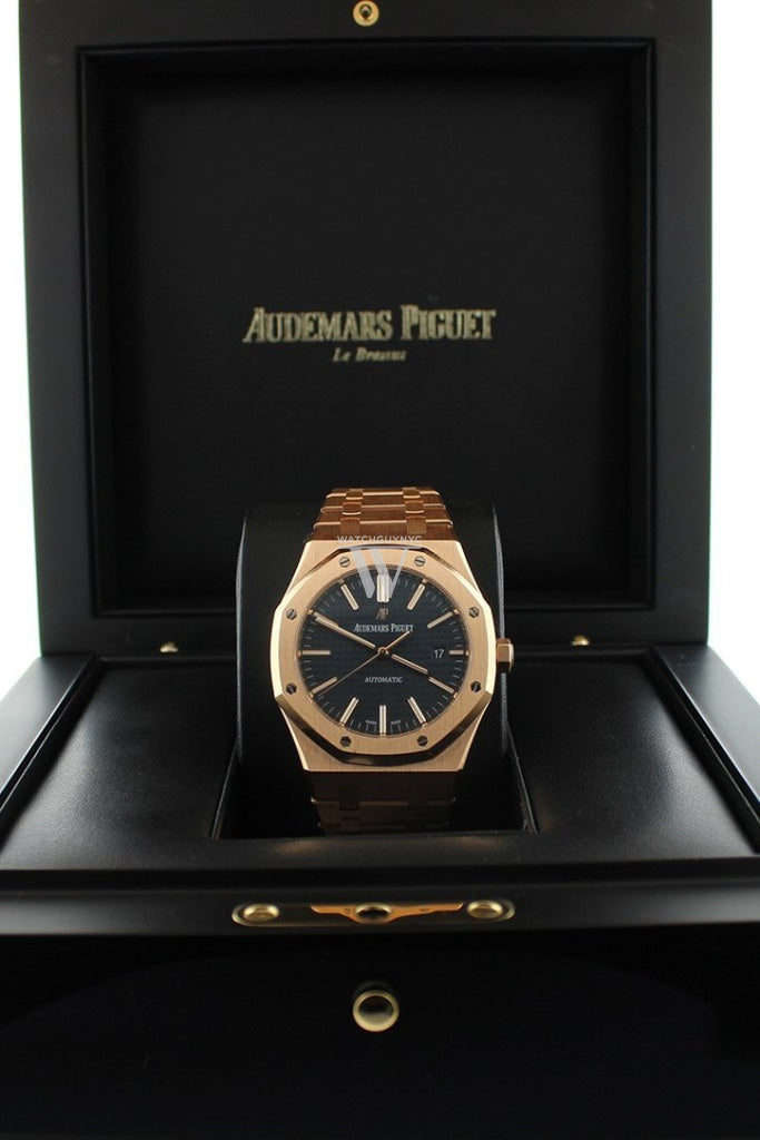 Audemars Piguet Royal Oak Selfwinding Automatic Blue Dial 18Kt Pink Gold Mens Watch