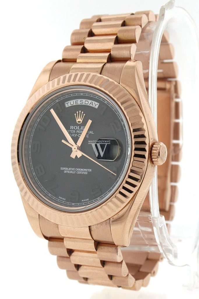 Rolex Day-Date Ii 41Mm Matte Black Arabic Dial Rose Gold President Mens Watch 218235