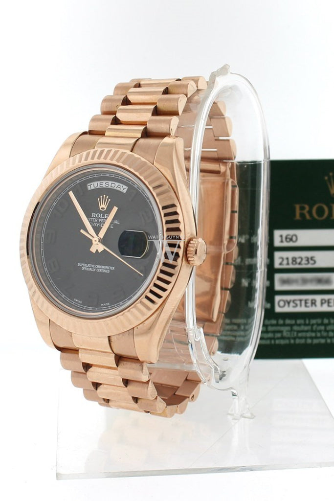 Rolex Day-Date Ii 41Mm Matte Black Arabic Dial Rose Gold President Mens Watch 218235