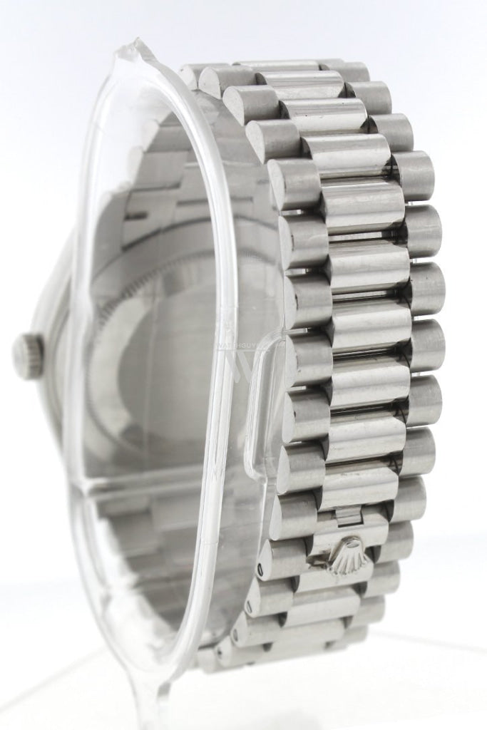 Rolex Day-Date 40 Ice Blue Quadrant Motif Dial Dome Bezel Platinum President Automatic Mens Watch