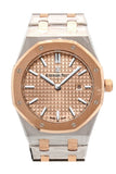 Audemars Piguet Royal Oak 33Mm Pink Gold-Toned Dial 18K Gold With Stainless Steel Ladies Watch