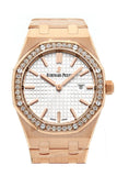 Audemars Piguet Royal Oak 33mm Silver-toned Dial Diamond 18K Pink Gold Ladies Watch 67651OR.ZZ.1261OR.01