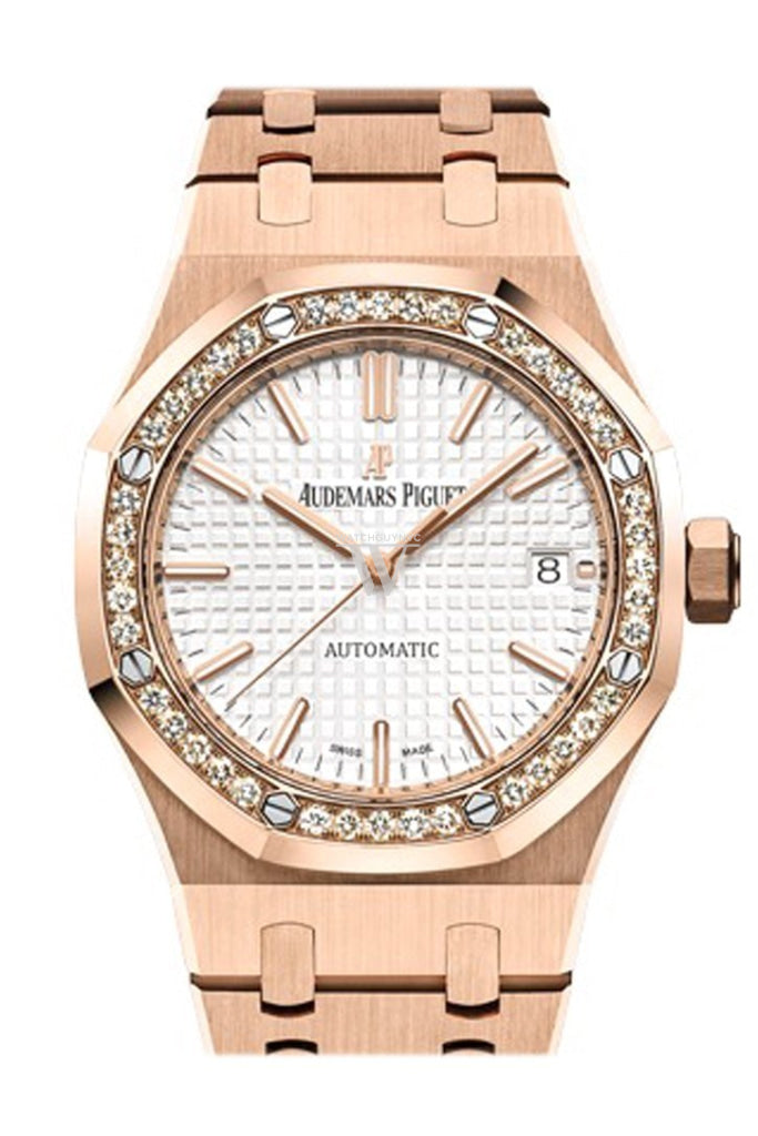 Audemars Piguet Royal Oak 37Mm Silver Dial 18K Pink Gold Ladies Diamond Automatic Watch