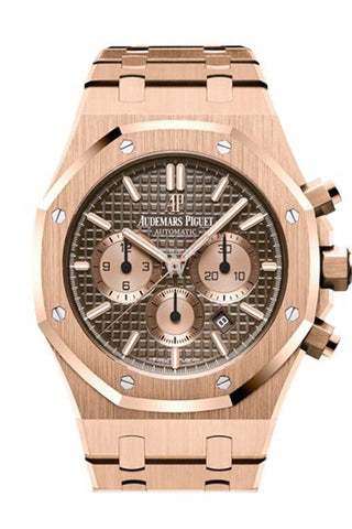 Audemars Piguet Royal Oak 41Mm Brown Dial 18K Pink Gold Bracelet Mens Watch 26331Or.oo.1220Or.02
