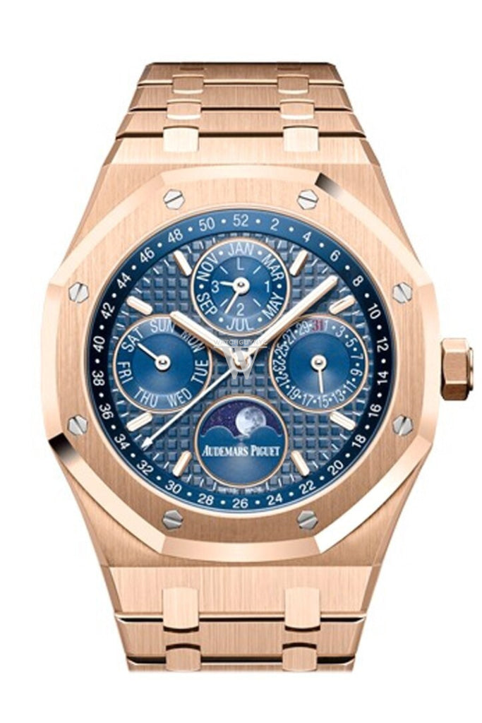 Audemars Piguet Royal Oak 41Mm Blue Dial 18K Rose Gold Mens Watch 26574Or.oo.1220Or.02