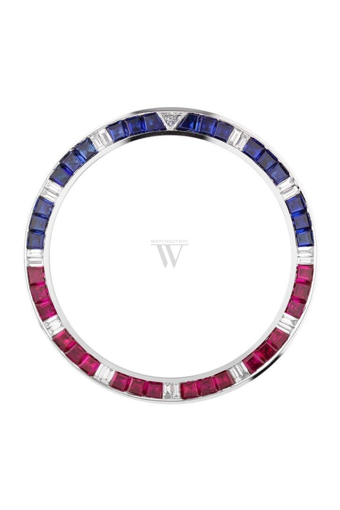 Custom Diamond Bezel Rolex Gmt-Master Ii Mens 40Mm Ct 14K White Solid Gold / Si None Custom-Bezel