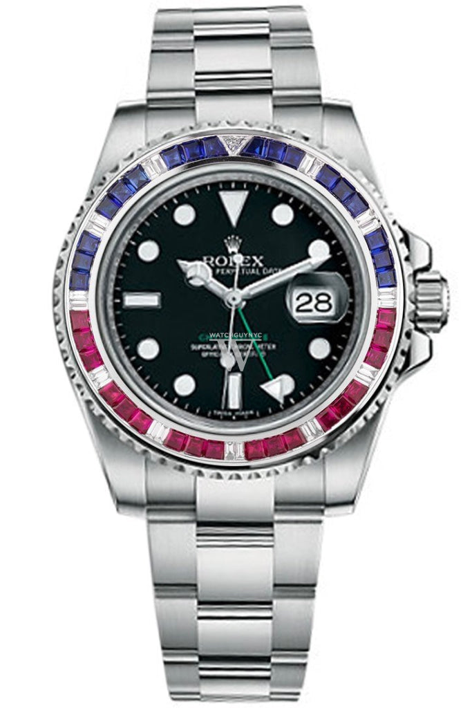 Custom Diamond Bezel Rolex Gmt-Master Ii Mens 40Mm Ct 14K White Solid Gold Custom-Bezel