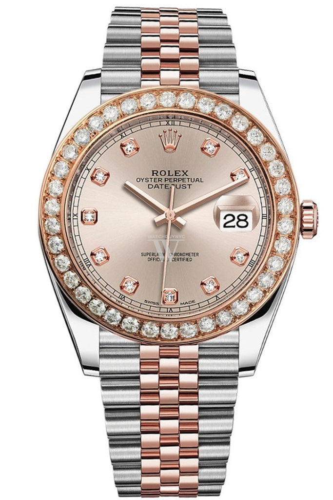 Custom Diamond Bezel Rolex Day-Date / Datejust 41Mm Solid 14K Rose Gold Custom-Bezel