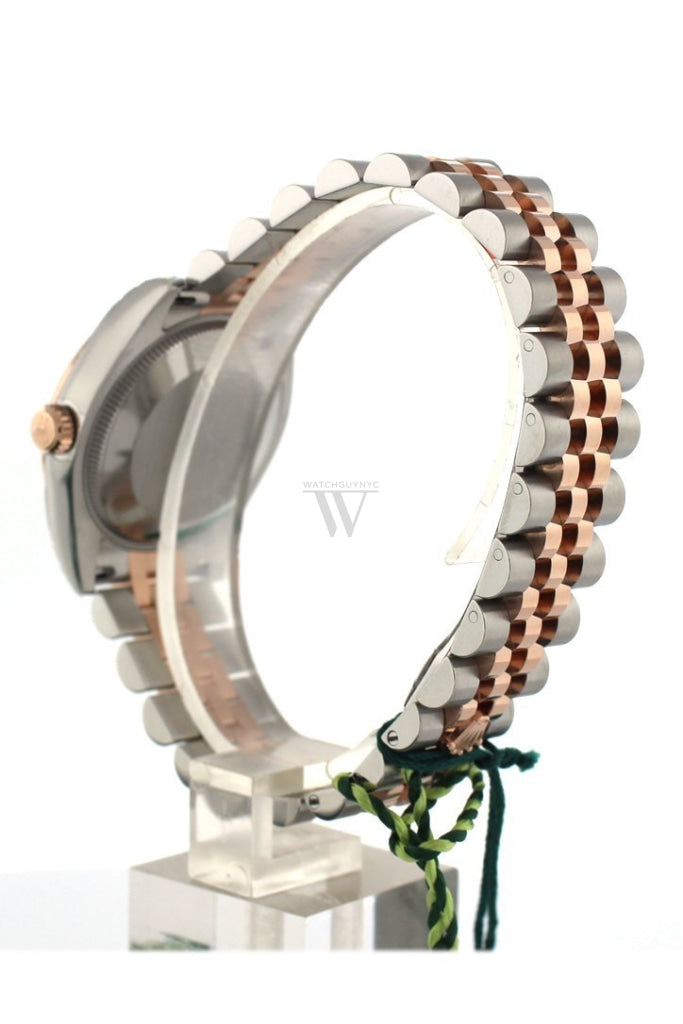 Custom Diamond Bezel Rolex Datejust 31 White Mother Of Pearl Roman Large Vi Set With Dial 18K Rose