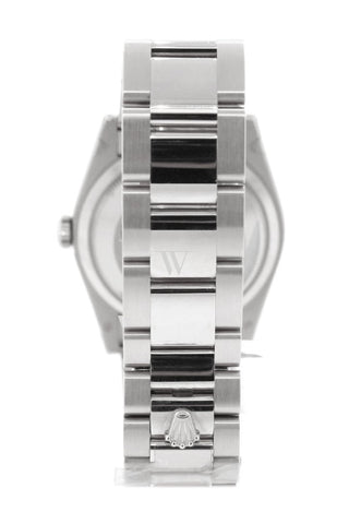 Rolex Day-Date 36 Silver Set With Diamonds Dial Fluted Bezel Oyster White Gold Watch 118239