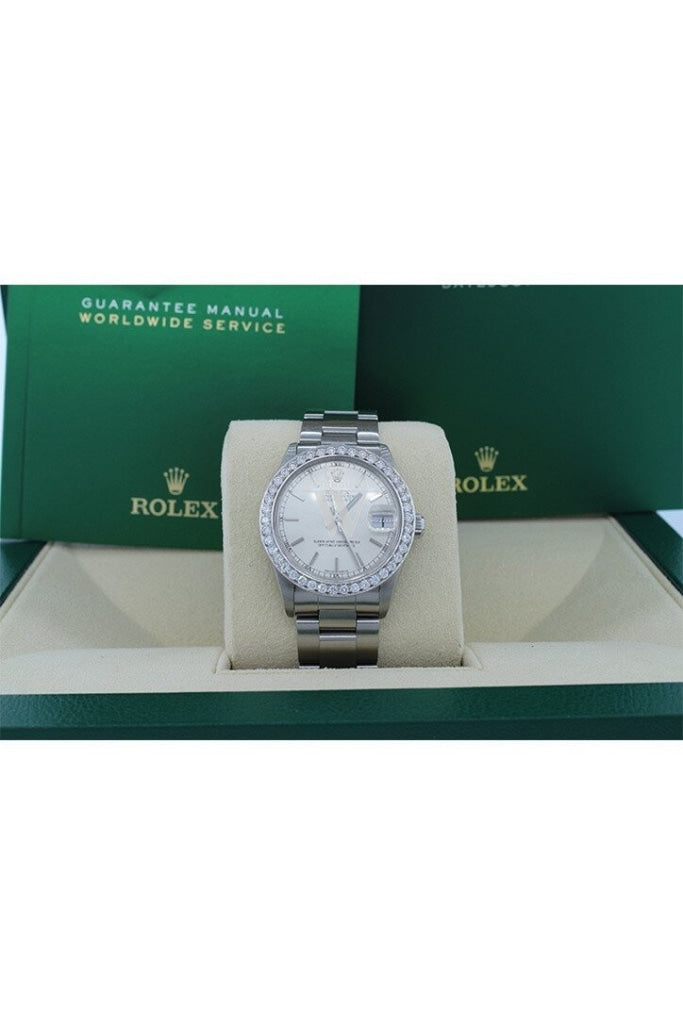 Rolex Custom Diamond Bezel Datejust 31 Silver Dial Ladies Watch 178274 Custom-Bezel