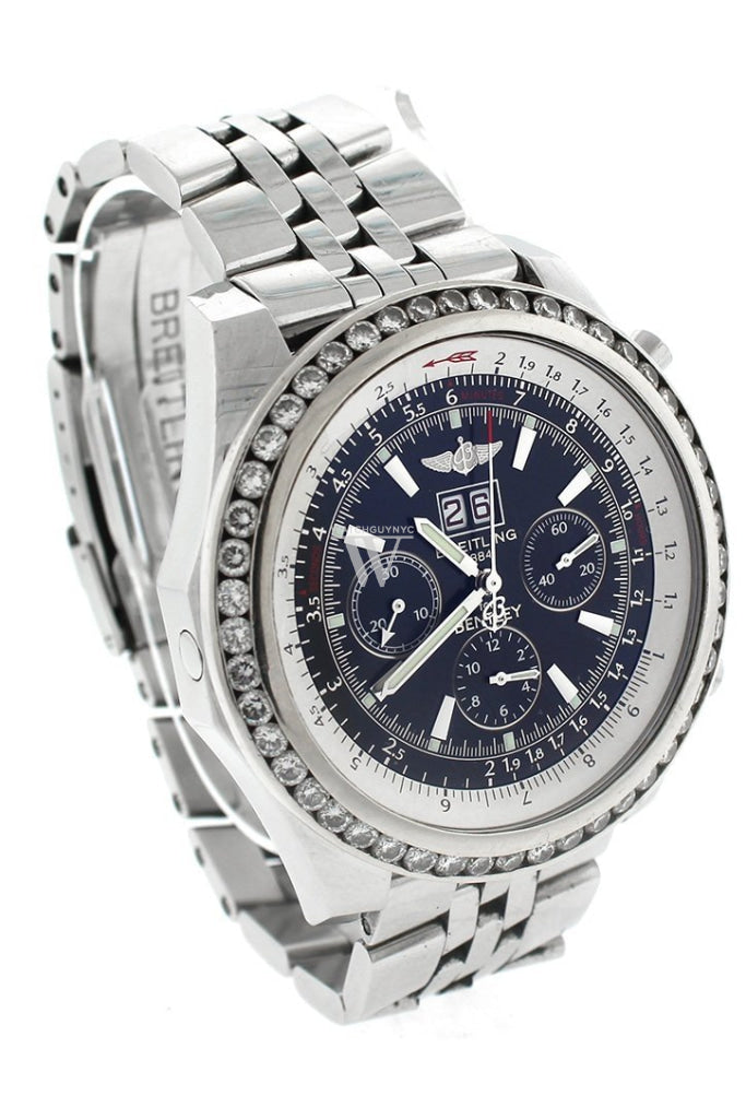 Breitling Custom Diamond Bezel Bentley 6.75 Mens Watch A4436212-B728Ss Watches