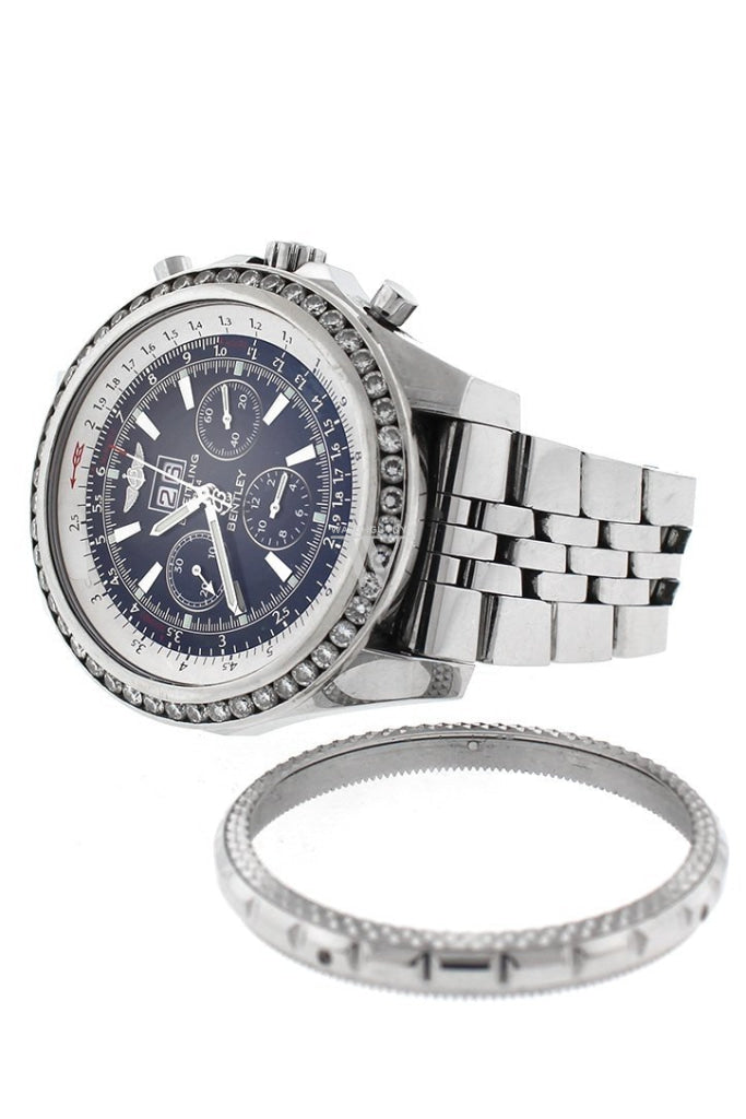 Breitling Custom Diamond Bezel Bentley 6.75 Mens Watch A4436212-B728Ss Watches