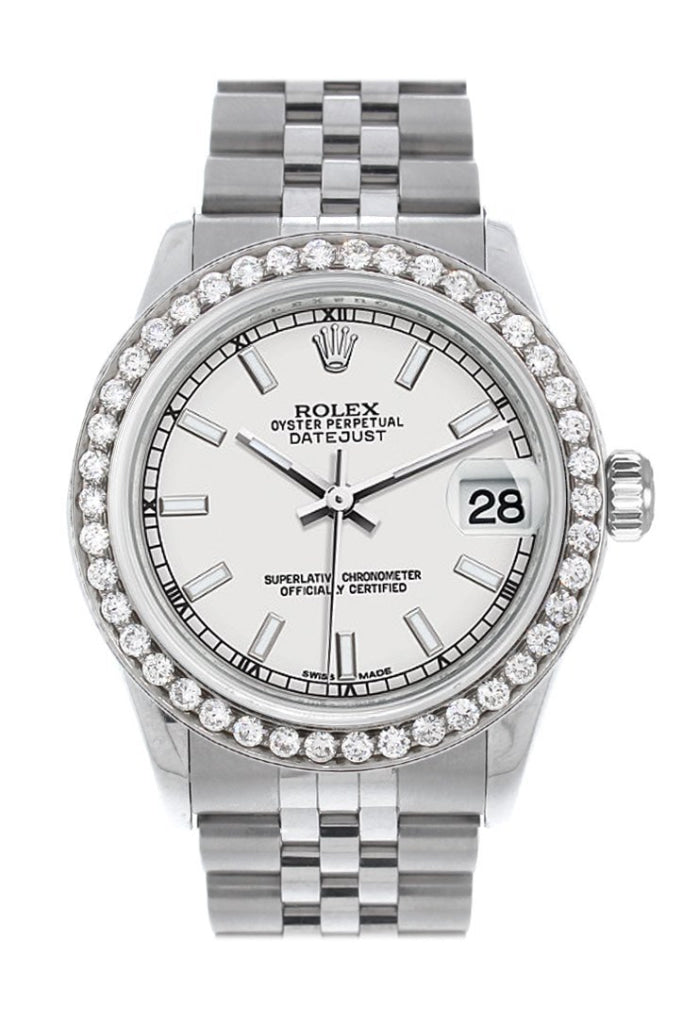 Rolex Custom Diamond Bezel Datejust 31 White Dial Jubilee Ladies Watch 178240 / Si None Custom-Bezel