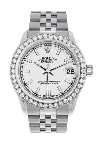 Rolex Custom Diamond Bezel Datejust 31 White Dial Jubilee Ladies Watch 178240 / Si None Custom-Bezel