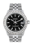 Rolex Custom Diamond Bezel Datejust 31 Black Dial Jubilee Ladies Watch 178240