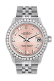 Rolex Custom Diamond Bezel Datejust 31 Pink Roman Dial Jubilee Ladies Watch 178240