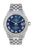 Rolex Custom Diamond Bezel Datejust 31 Blue Roman Dial Jubilee Ladies Watch 178240