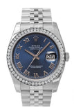 Custom Rolex Datejust 36 Blue Roman Dial Stainless Steel Jubilee Men's Watch 116200