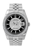 Custom Diamond Bezel Rolex Datejust 36 Silver Black Dial Stainless Steel Jubilee Men's Watch 116200